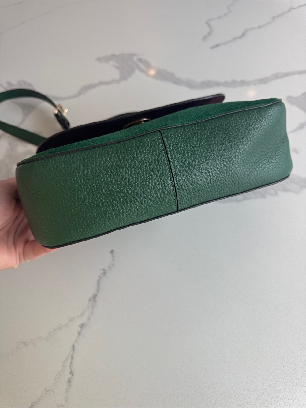 Coach Satchel Forest Green Pebbled Leather & Suede Marlie Top Handle Kelly - Picture 9 of 16